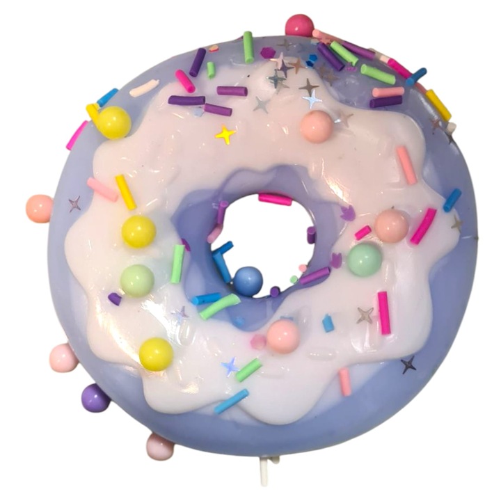 Squishy antistressz játék lassú visszapattanó textúrával, fánkmintával, összenyomható játékok, puha tapintású 6 cm x 6 cm, 100 g, kék keverék