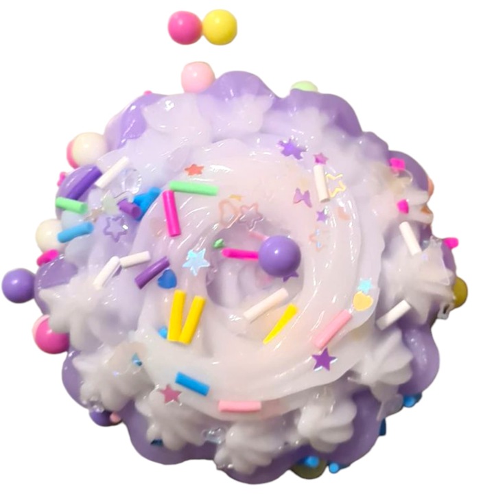 Squishy antistressz játék lassú visszapattanó textúrával, torta mintával, összenyomható játékok, puha tapintású 8 cm x 8 cm, 90 g, kozmikus kék