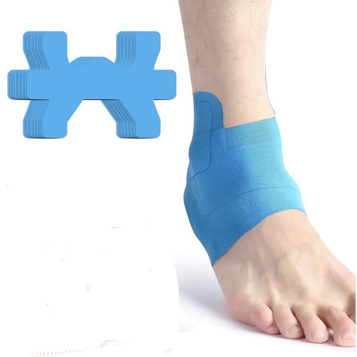 Banda kinesiology pre-taiata pentru glezna, 12 bucati, material impermeabil si respirabil, suport pentru articulatii, elasticitate sporita