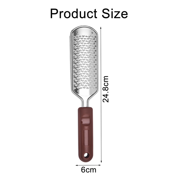 Set 2 Pila Metalica de Calcaie Profesionala, SINBINTA, Pila Premium pentru Cosmetica Picioarelor, Cu suprafata curbata, Design cu doua fete, Design Ergonomic, Indeparteaza pielea dura/exfoliaza, Usor de utilizat, ABS/Inox, 24.8x6cm, Argintiu
