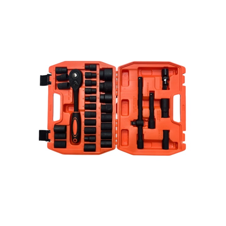 Set chei tubulare Eurotradex - clichet armat negru 32 buc