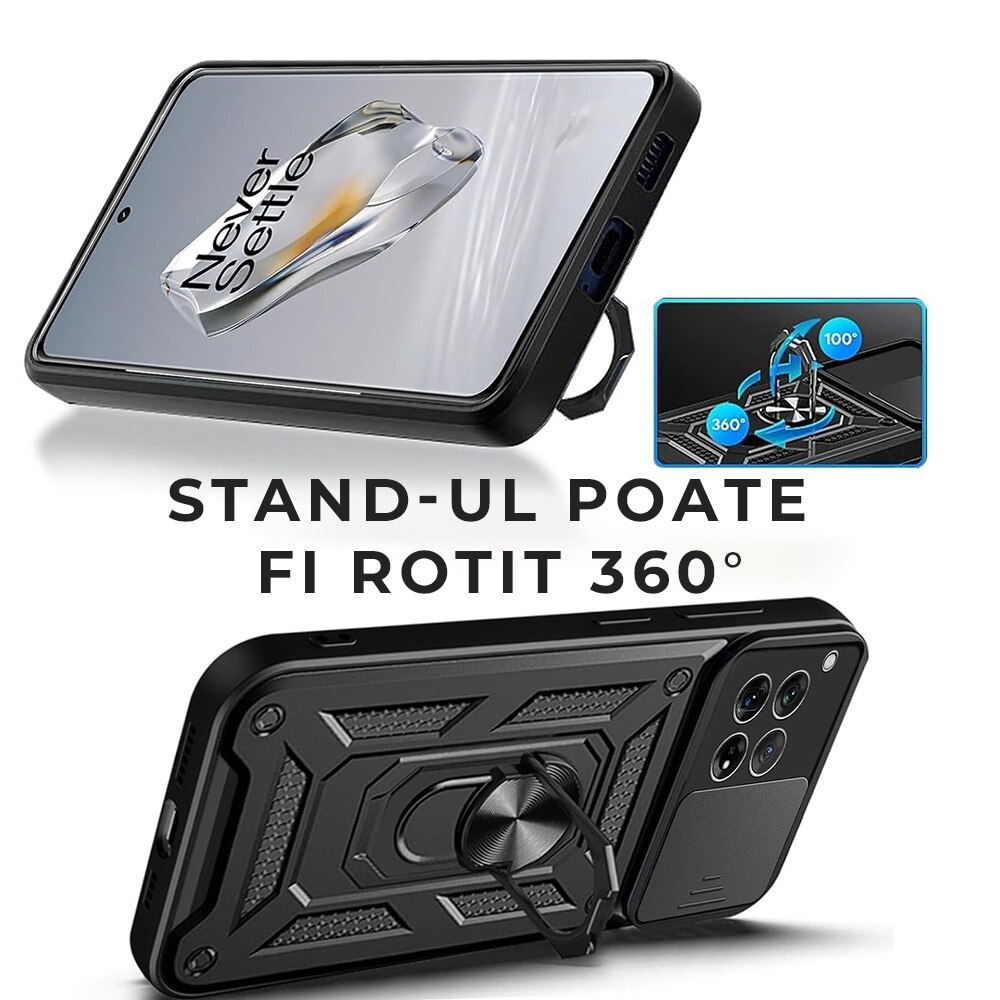 Husa pentru Motorola Edge 60 Pro Camshield, Kickstand, Slider Camera, Antisoc, Protectie Superioara, Albastru