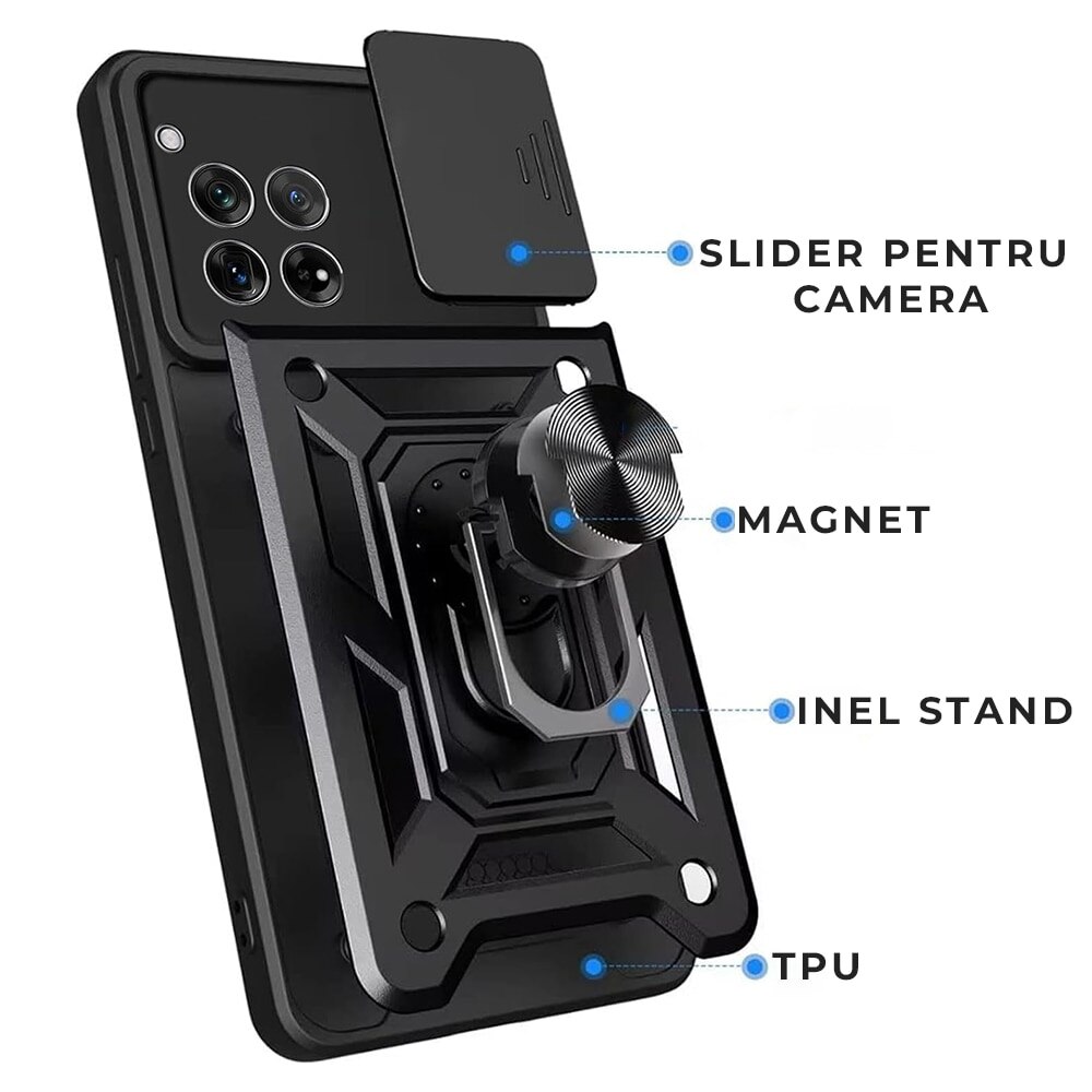 Husa pentru Motorola Edge 60 Pro Camshield, Kickstand, Slider Camera, Antisoc, Protectie Superioara, Albastru