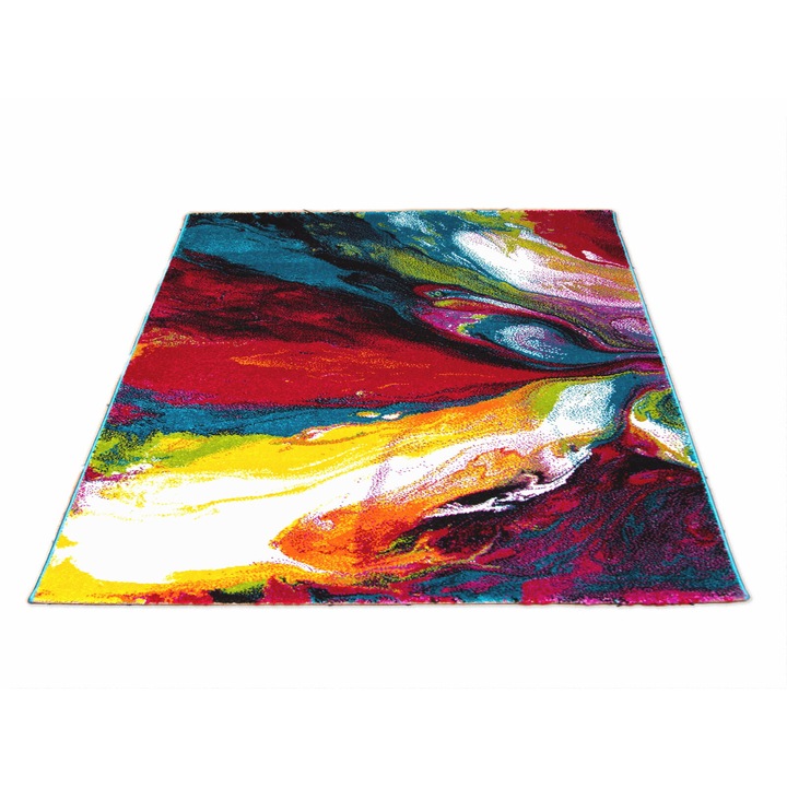 Covor Modern, Leo Alex Carpets, Folk, Model Impresie, 120 X 170 Cm, Polipropilen, Par Lung, Grosime 10 Mm, Compatibil Cu Incalzirea Prin Pardoseala, Densitate Mare 2300 G/M², Oeko Tex Standard 100, Multicolor