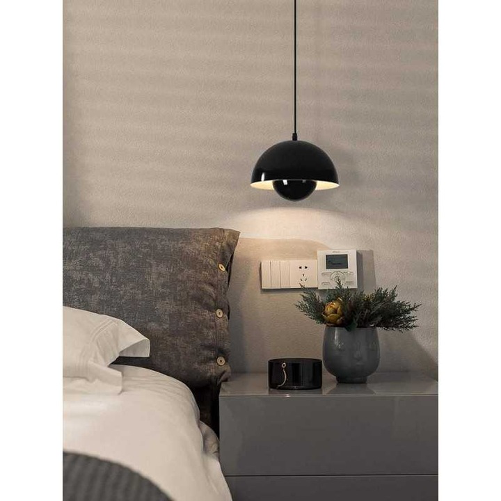 JIJU® полилей E27 максимум 60w крушка Метален диаметър 23 см, черен