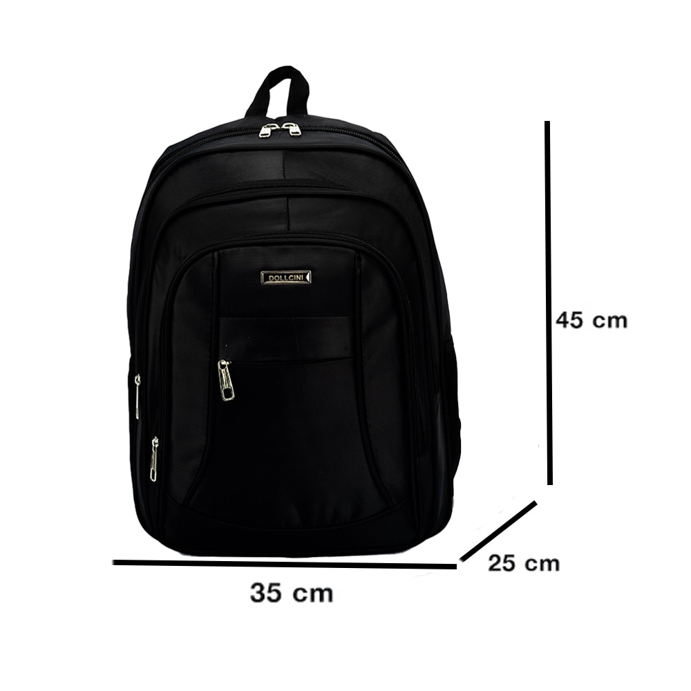 Rucsac Dollcini pentru laptop, 17", 25L, cu maner confortabil si compartiment pentru laptop, Black Maroon, Negru