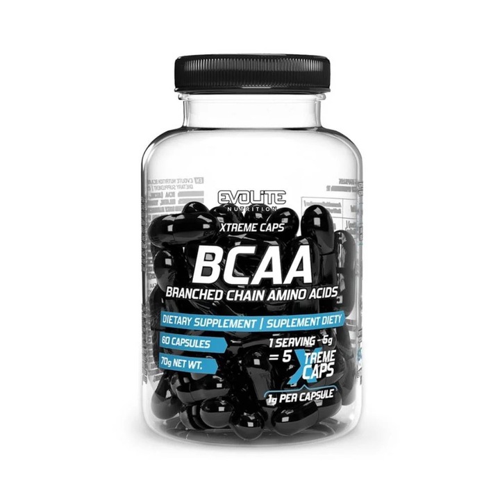 Aminoacizi cu catena ramificata Xtreme BCAA, 60 capsule, Evolite Nutrition