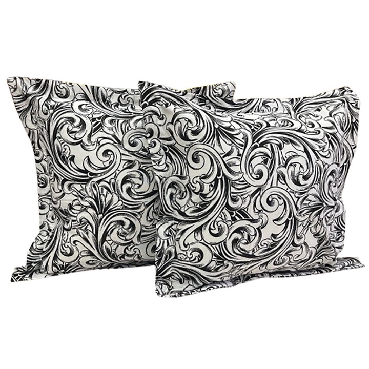 Set doua huse de perna, culoare alb/negru, din colectia "Endless by Liz Line", 70X70cm din bumbac - SP70/70280