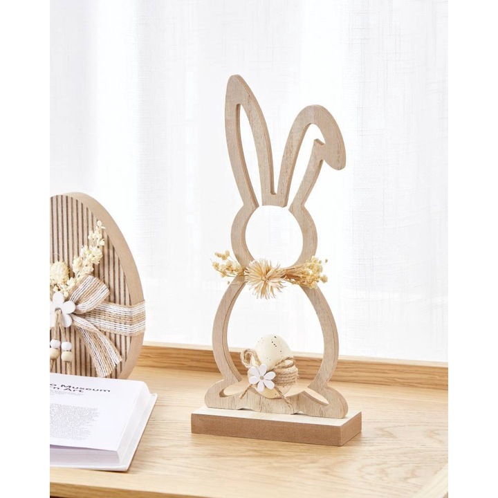 Decoratiune BALMAHA 427849, lemn, floare uscata, iuta, natural, bej