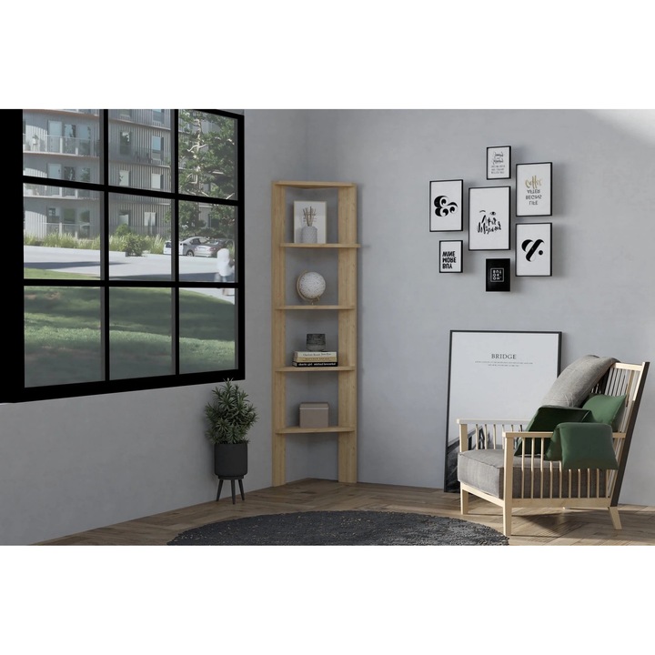 Etajera Goreme, PAL melaminat, 45x30x160 cm, stejar sonoma