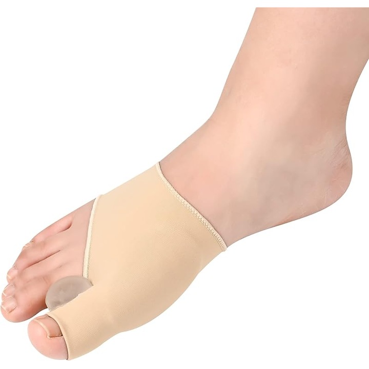 Suport ortopedic pentru degetul mare, corector de monturi, Lycra/Silicon, Bej, 1 Pereche