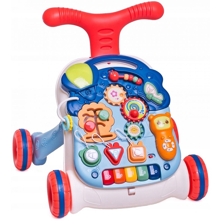 Homio 5 az 1-ben többfunkciós Walker – Kivehető interaktív asztal, Fények és hangok, Zenepanel, Érzékelő lejátszási módok, Kék