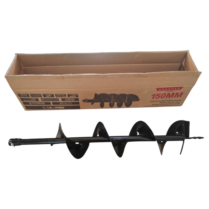 Burghiu 150mm x 800mm pentru motoburghiu (foreza) pe benzina pentru sapat gauri pamant, Campion