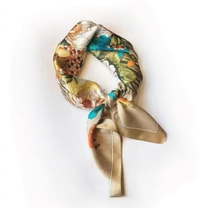 Esarfa, Poliester-satin, 70x70cm, maro