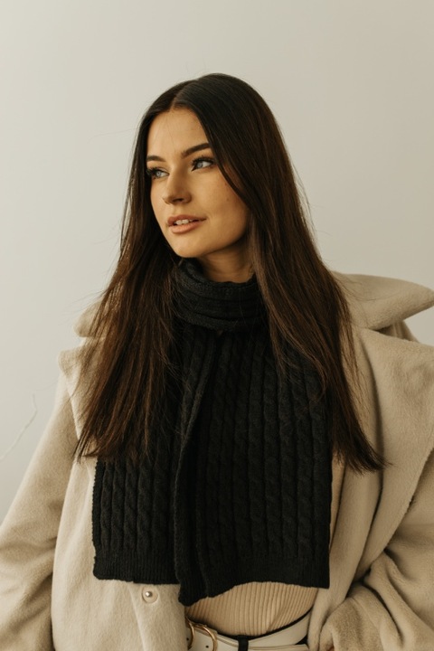 Esarfa de iarna Betlewski, Winter, poliester, negru, 25 x 164 cm