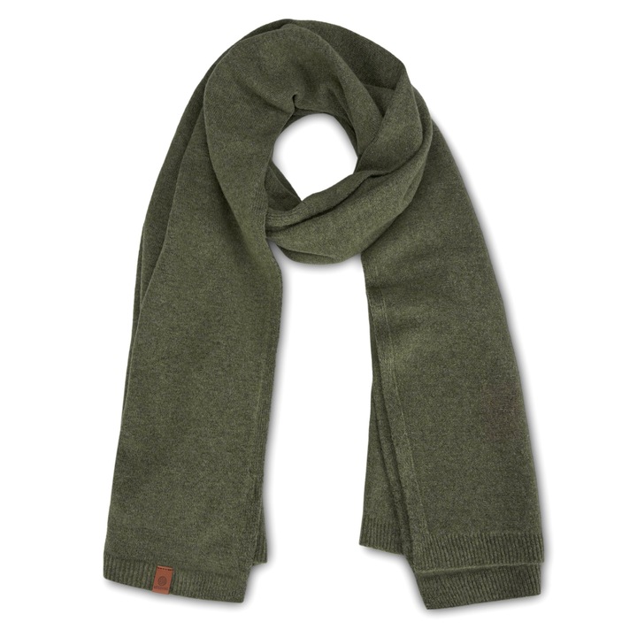 Esarfa dama, esarfa de iarna, iarna mare si lata, Betlewski, Winter, poliester reciclat, fire acrilice, nuante de verde, 60 x 190 cm