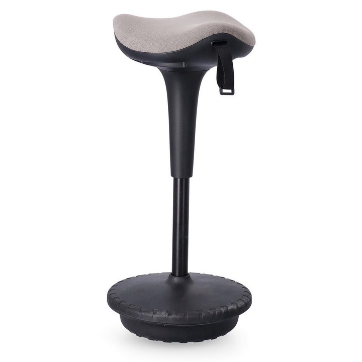 Állítható magasságú szék fekete acél bézs textil Caleb 34x65,5/83,5 cm