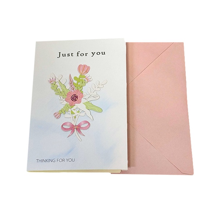 Üdvözlőlap 3D dizájnnal és "Just for You" borítékkal, Velve