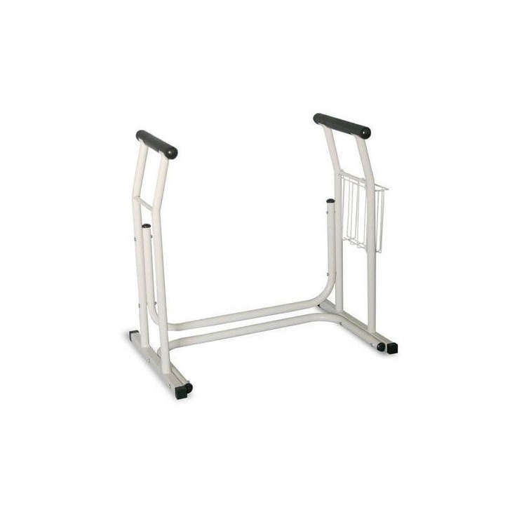 Cadru de sprijin pentru toaleta Sundo, suport pentru maini, greutate maxima 114 Kg, Alb/Negru