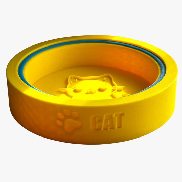 Bol pentru hrana pisica, material plastic, diametru 10 cm, galben