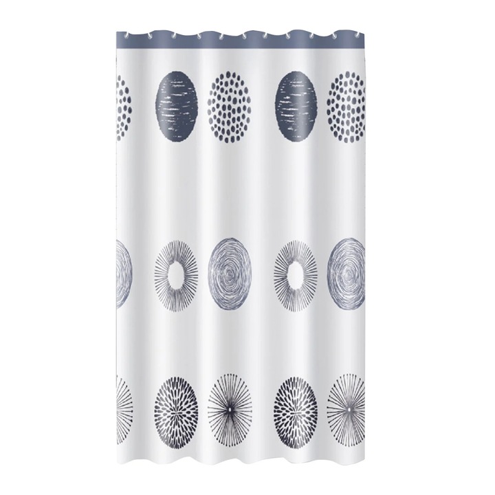 EVA душ завеса, бяла, 180x90 см, комплект с куки