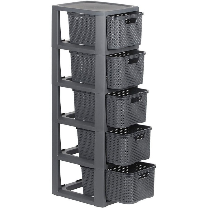 Tárolópolc, BranQ, Rattan, Szürke