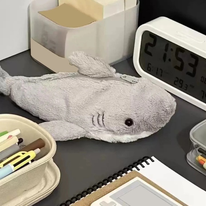 Малък моливник с дизайн на кукла, голям капацитет, сив, 27x12x5 см, комплект от 1 бр.