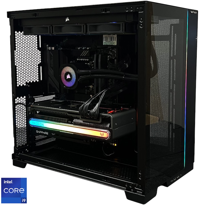Sistem Desktop PC Gaming Serioux cu procesor Intel® Core™ i9-14900KF pana la 6.0GHz, Racire pe lichid, 64GB DDR5, 4TB SSD, AMD Sapphire Radeon™ RX 7900XTX NITRO+ 24GB GDDR6, No OS, Negru