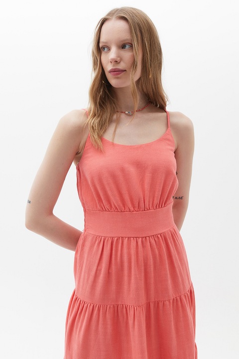 OXXO, Rochie midi stratificata cu croiala in A, Coral