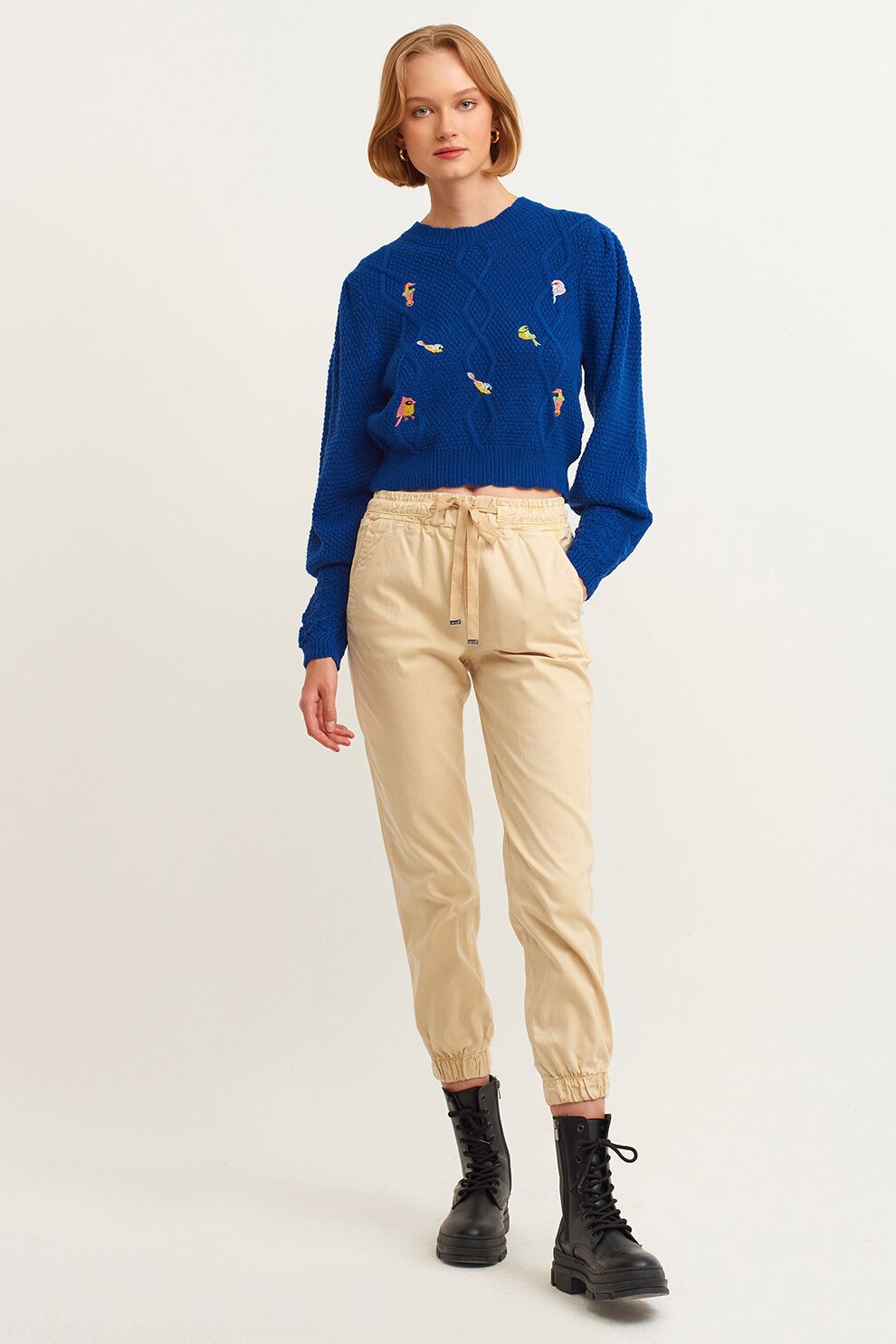 OXXO, Pantaloni trei sferturi din amestec de lyocell, Camel, S