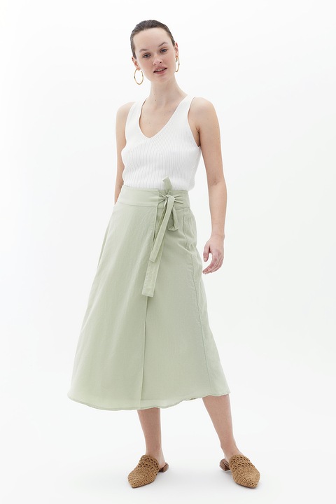 OXXO, Fusta midi cu model petrecut, Gri cenusiu