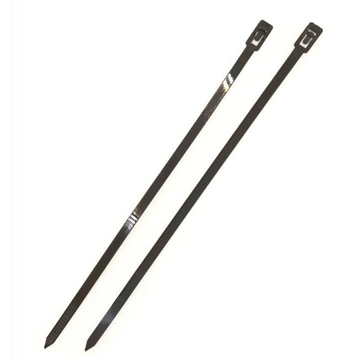 Set 100 de coliere de prindere cablu din plastic, negru, 200 x 4.8mm, reutilizabil