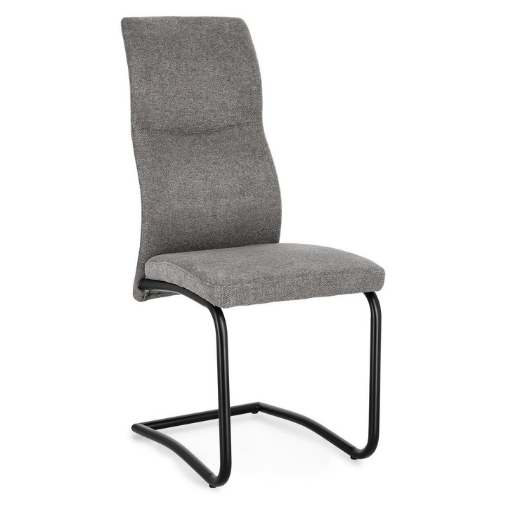 Set 4 scaune otel negru textil gri Thelma 43.5x62x102 cm