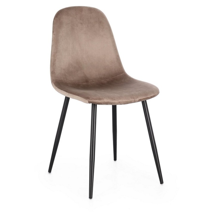 Set 4 scaune otel negru catifea taupe Irelia 44x53x84 cm