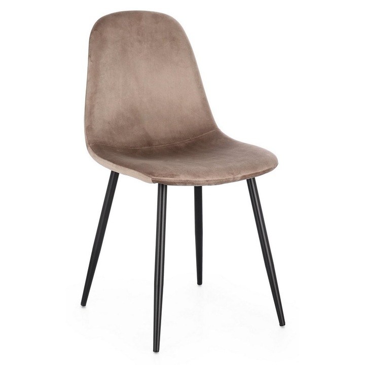 4db szék készlet fekete acél taupe bársony Irelia 44x53x84 cm