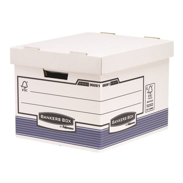 Container arhivare, Fellowes, Carton, Albastru/Alb