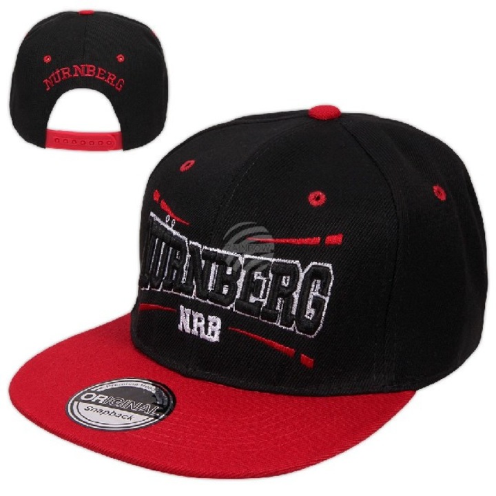 Snapback unisex baseball sapka, Nürnberg, fekete - piros