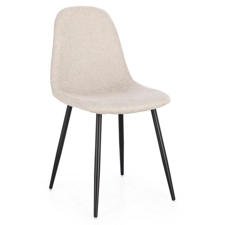4db szék készlet fekete acél bézs textil Irelia 44x53x84 cm