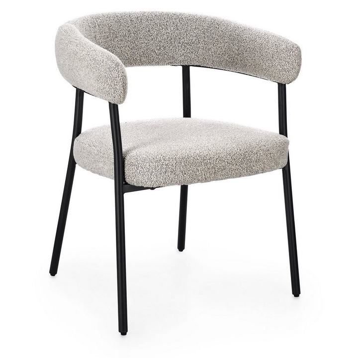 Set 2 scaune otel negru textil taupe Geisen 59.5x56.5x75.5 cm