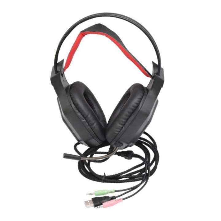 Casti gaming, cu leduri RGB, microfon si USB, AS-60, 196963