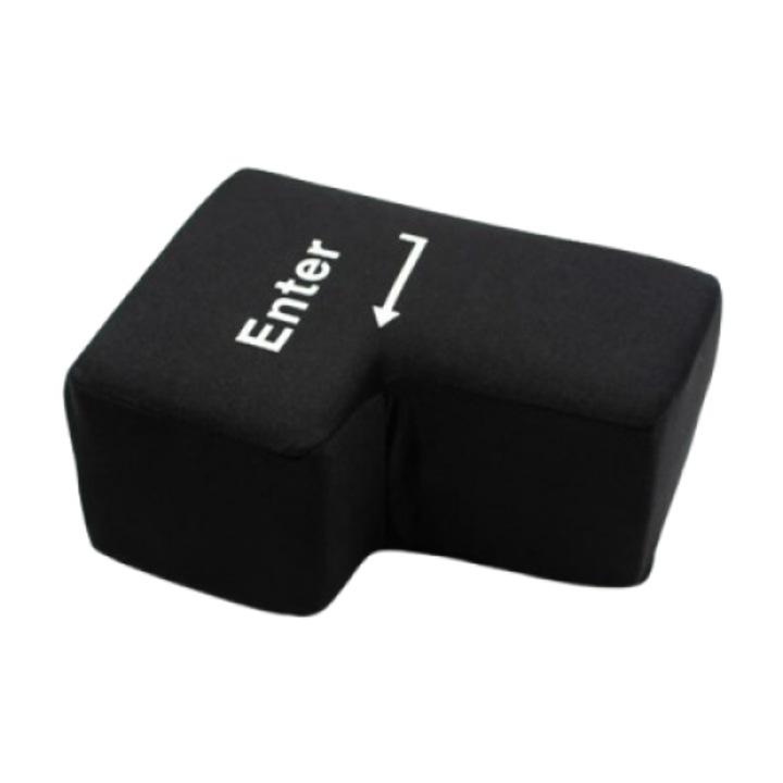 Buton gigant ENTER USB, AISDELU®, moale, rezistent, anti-stres, perfect pentru gameri, negru
