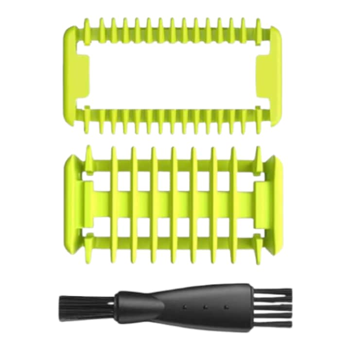 2 db vezetőfésűből (felvonóból) álló készlet, amely kompatibilis a Philips OneBlade, Aisdelu® termékkel – Tartozékok az egyenletes vágáshoz, tisztítókefével