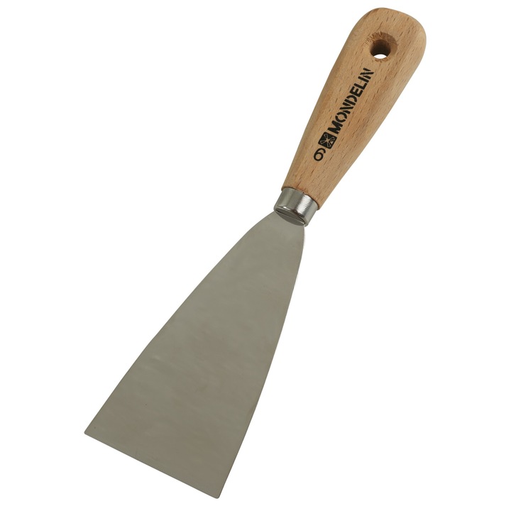 Spaclu de zugrav MONDELIN INOX cu lama din otel inoxidabil, maner din lemn, 5 cm