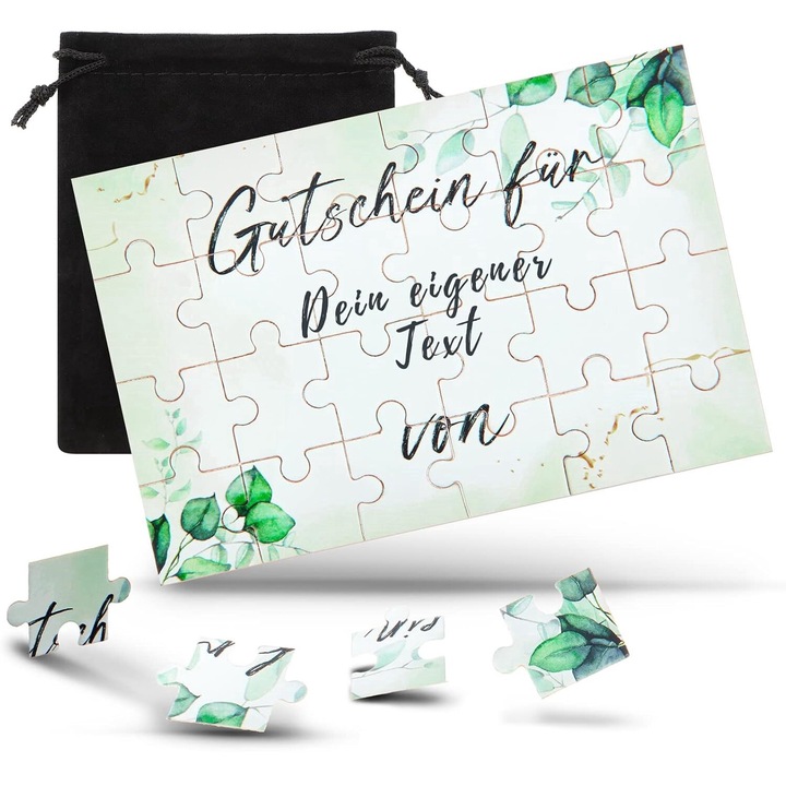 24 részes puzzle készlet, német nyelvű üzenettel, levélmintával