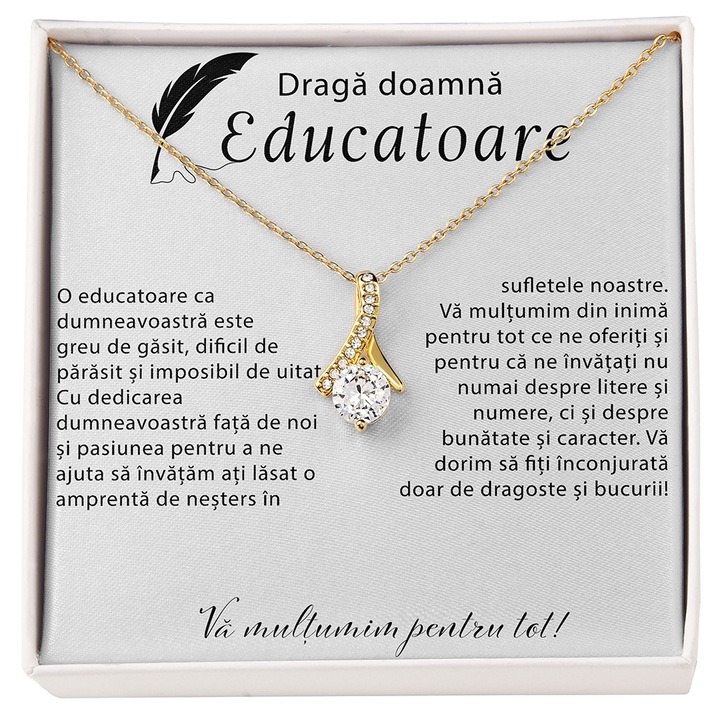 Set Cadou Pentru Educatoare, Joystos, Colier din Argint 925 'Tempting Beauty' placat cu aur Galben 14K, Impachetare Cadou Inclusa