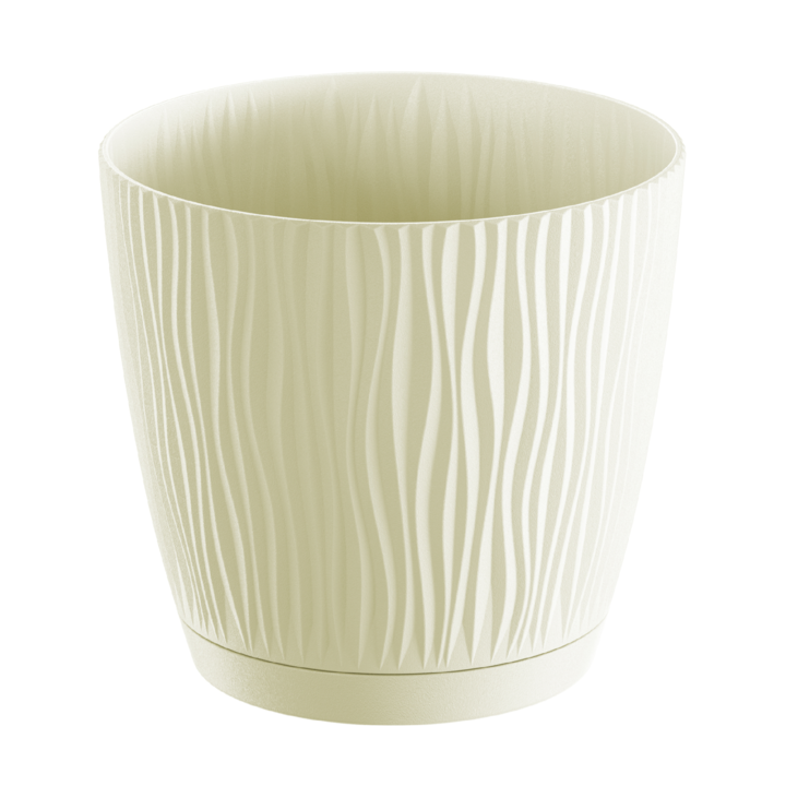 Ghiveci flori Sandy, plastic, Ø15 cm, bej