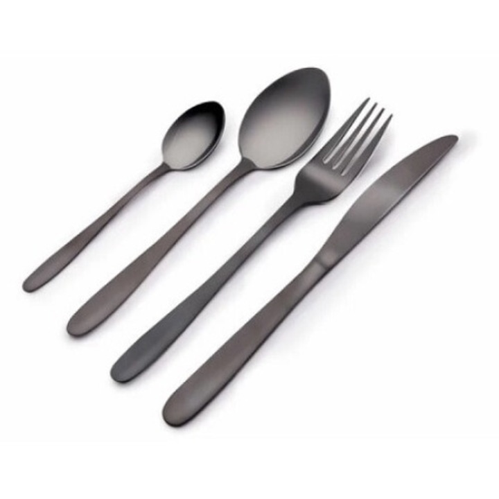 Set tacamuri inox negru, 16 piese, Edco Alpina 25463