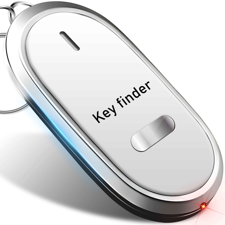 RETOO MobileTech Key Finder, ключодържател на свирка, звуково и светлинно предупреждение, компактен и лек, модерен дизайн, ниска консумация на енергия, лесен за използване, идеален за ключове, портфейл, чанта и домашни любимци, бял