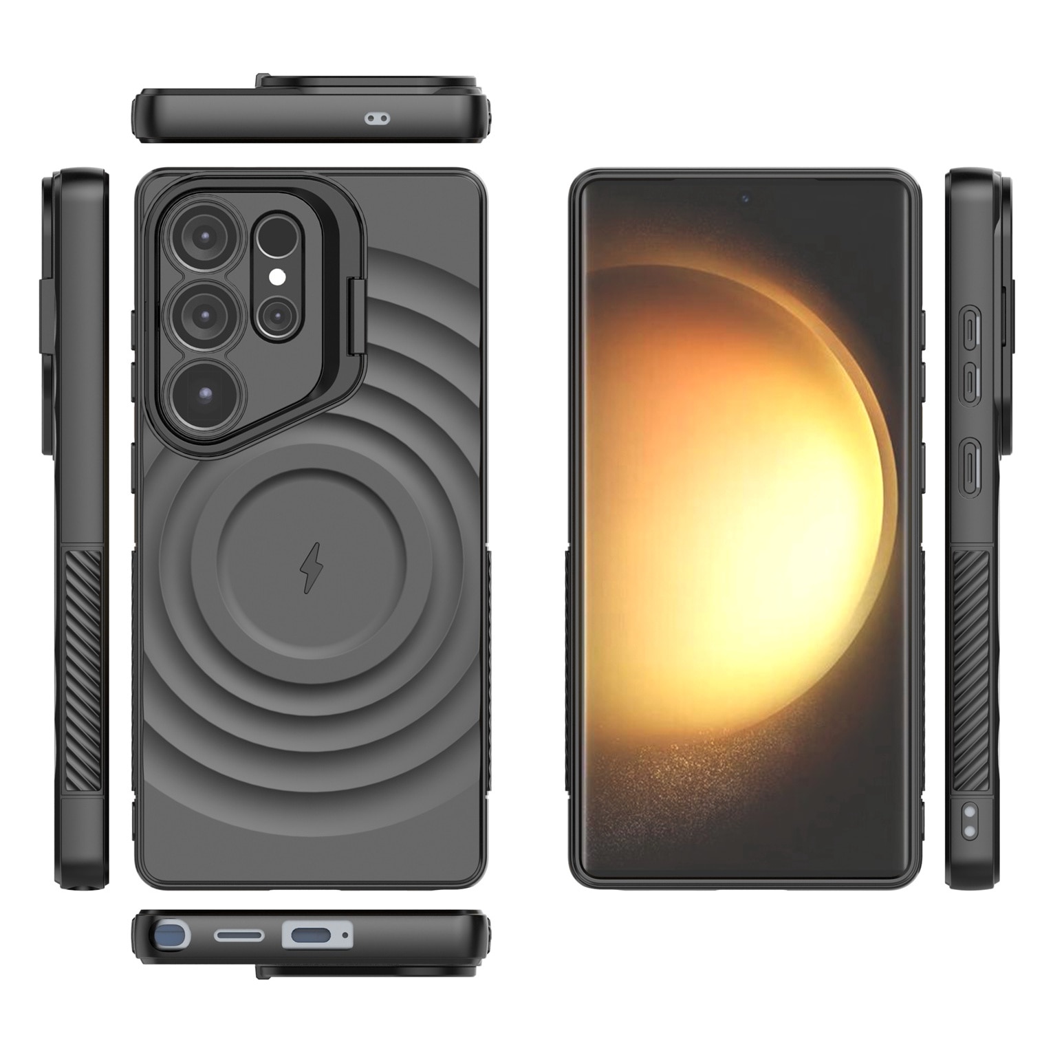 Husa compatibila cu Samsung Galaxy S25 Ultra, pentru telefon mobil cu protectie pentru camera, Tehnologie MagSafe, Negru