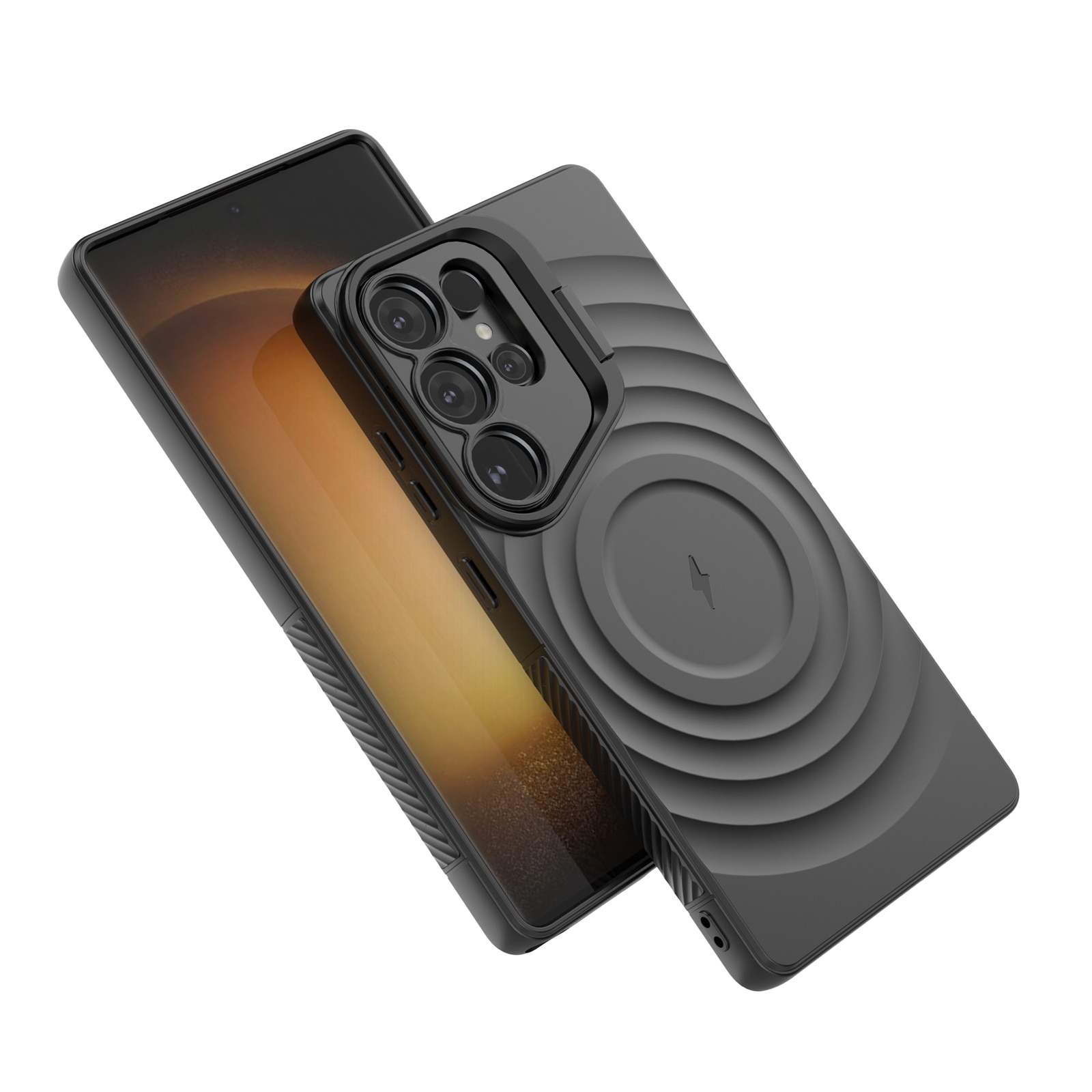 Husa compatibila cu Samsung Galaxy S25 Ultra, pentru telefon mobil cu protectie pentru camera, Tehnologie MagSafe, Negru